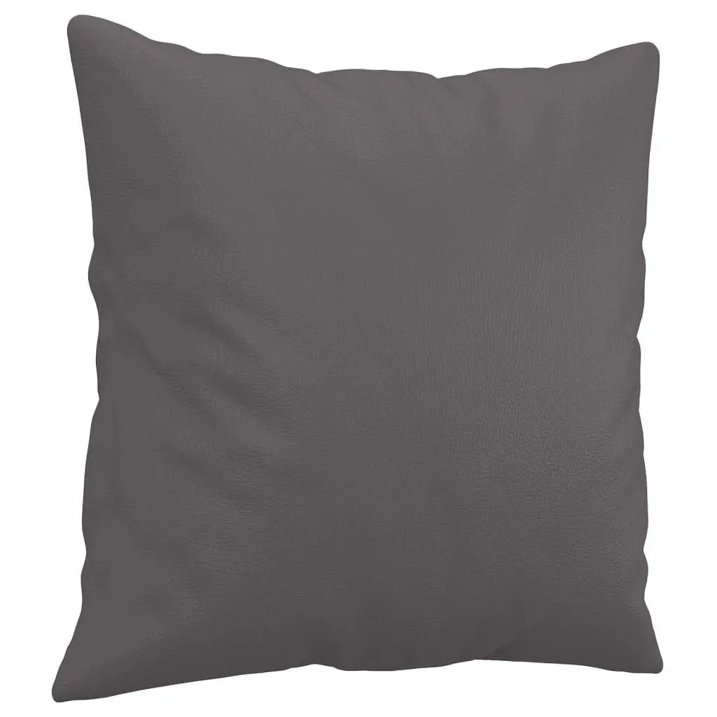 Grey Faux Leather 2 Piece Sofa Set with Pillows