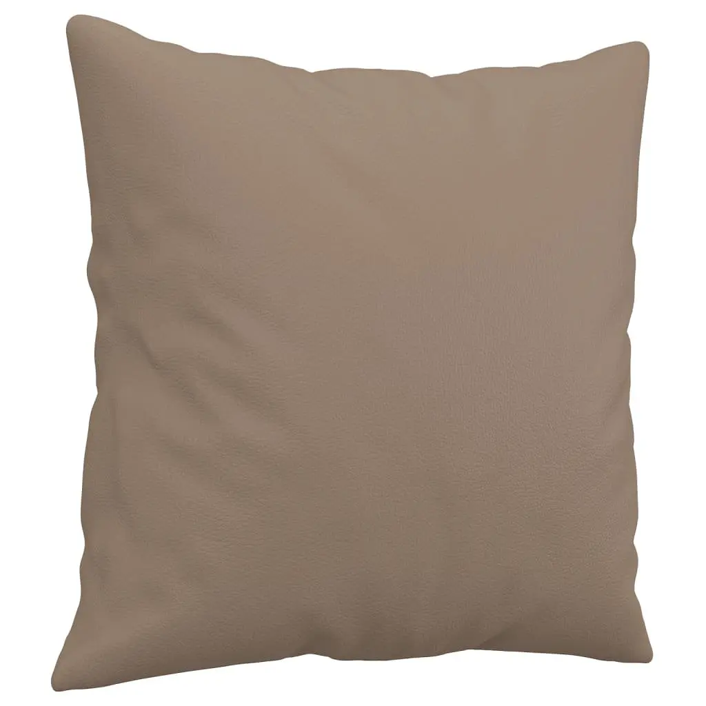 Brown Faux Leather 2-Piece Sofa Set with Throw Pillows