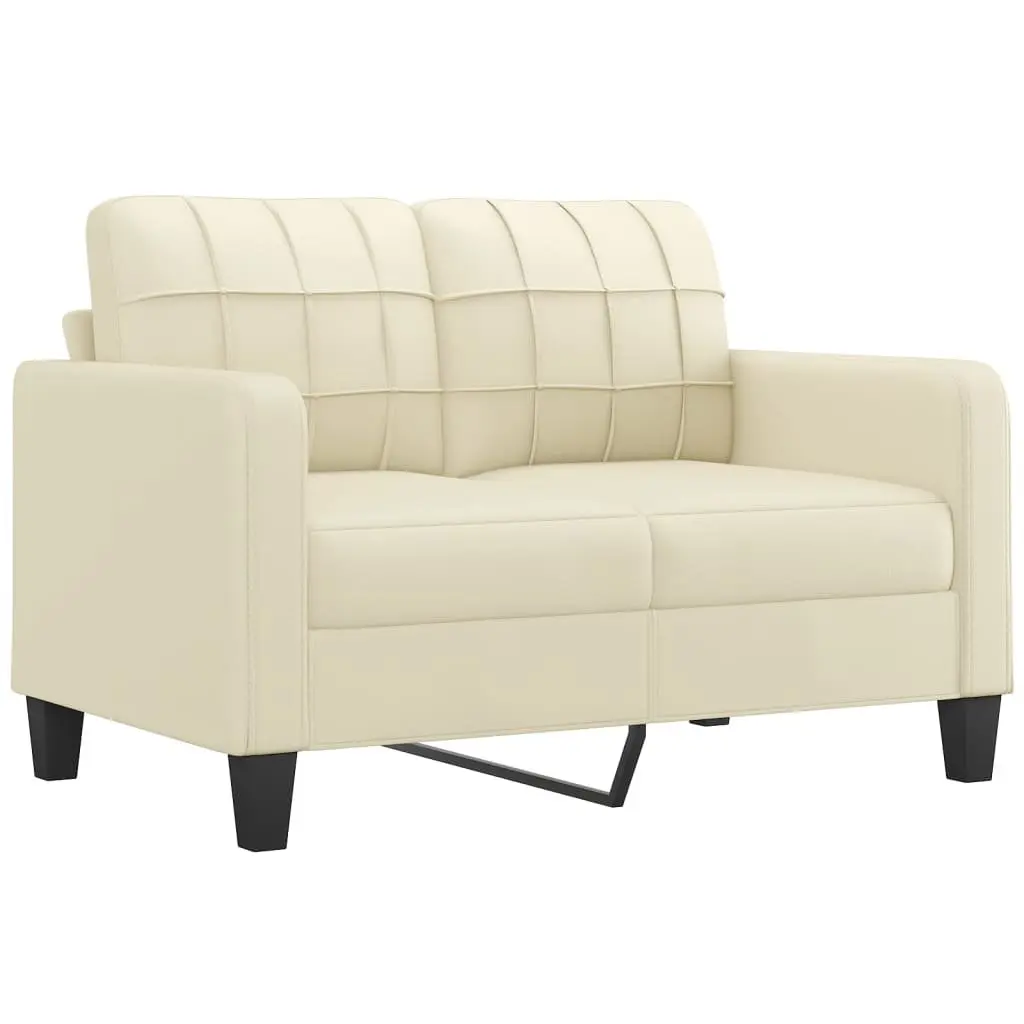 Sofa Set Faux Leather Cream 2 Piece