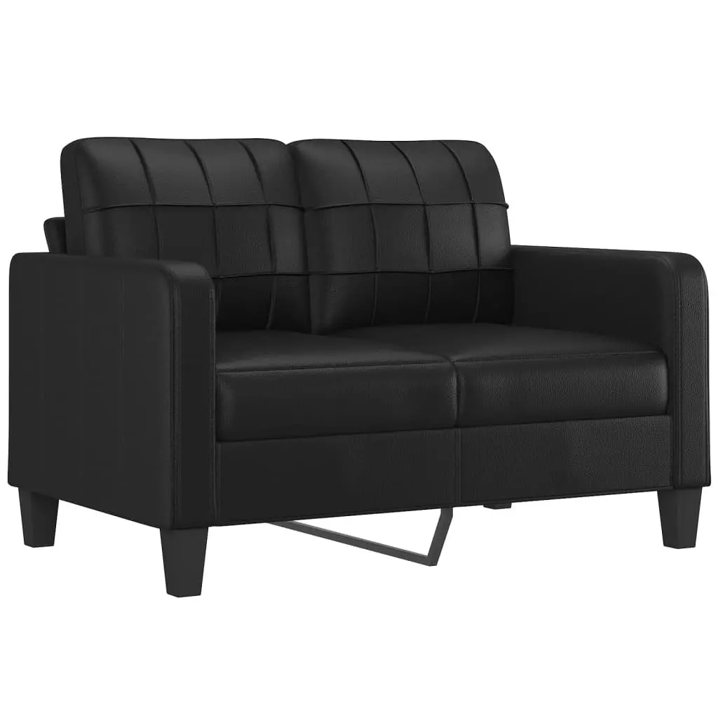 3 Piece Sofa Set with Footstool in Black