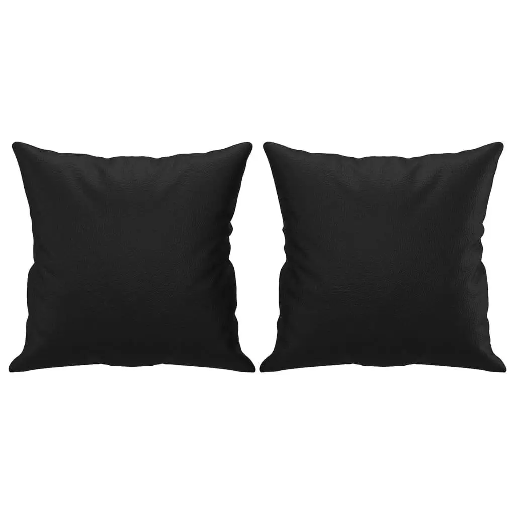Black Faux Leather 3 Piece Sofa Set with Pillows