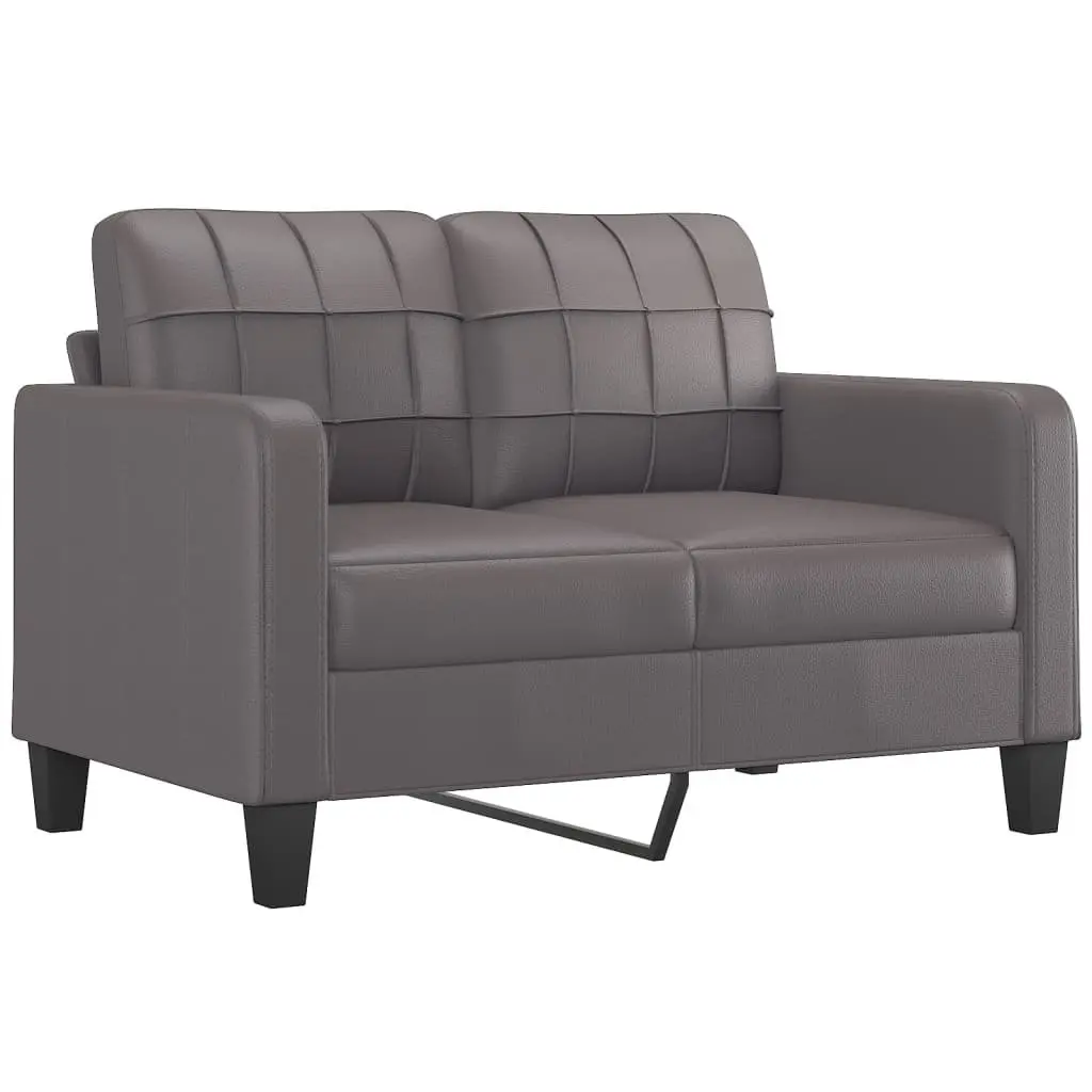 3 Piece Sofa Set Faux Leather Grey
