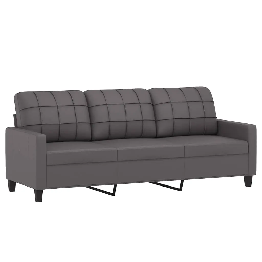 3 Piece Sofa Set Faux Leather Grey