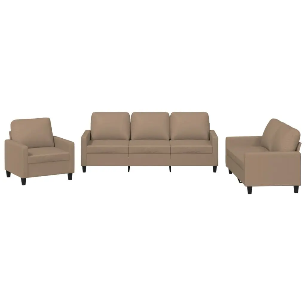Brown Faux Leather 3 Piece Sectional Sofa Set