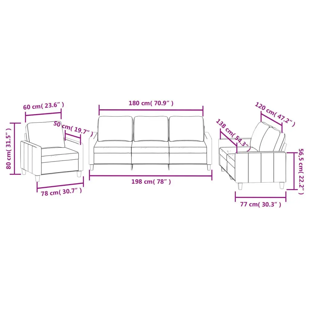 Brown Faux Leather 3 Piece Sectional Sofa Set