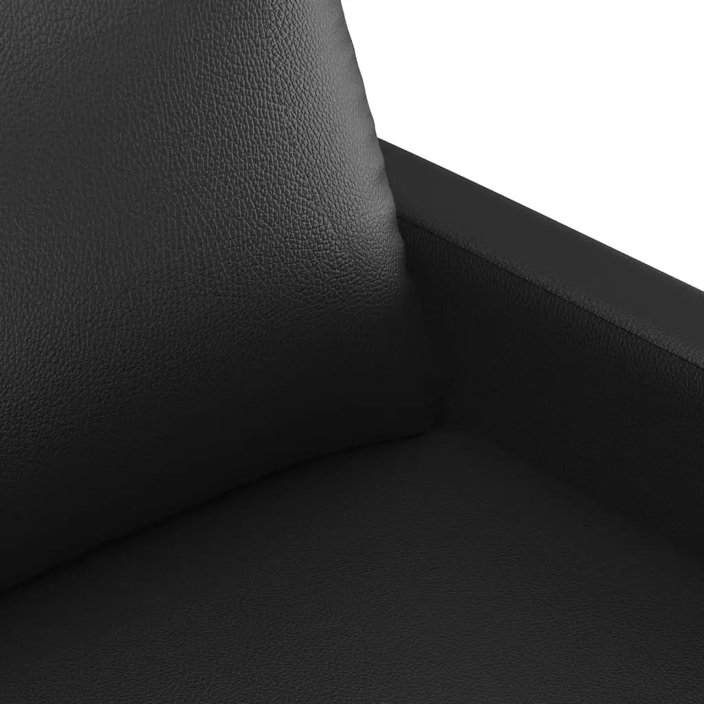 Sofa Set Faux Leather Black 4 Piece with Footstool Cushions