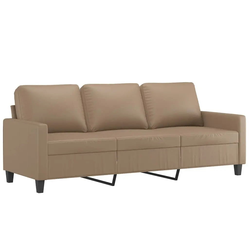 Sofa Set Faux Leather Brown 4 Piece with Footstool