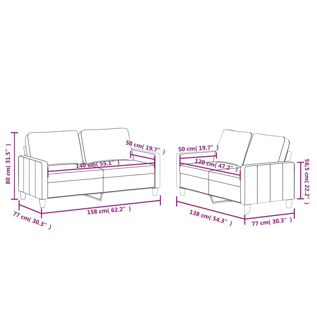 Black Faux Leather 2 Piece Sofa Set