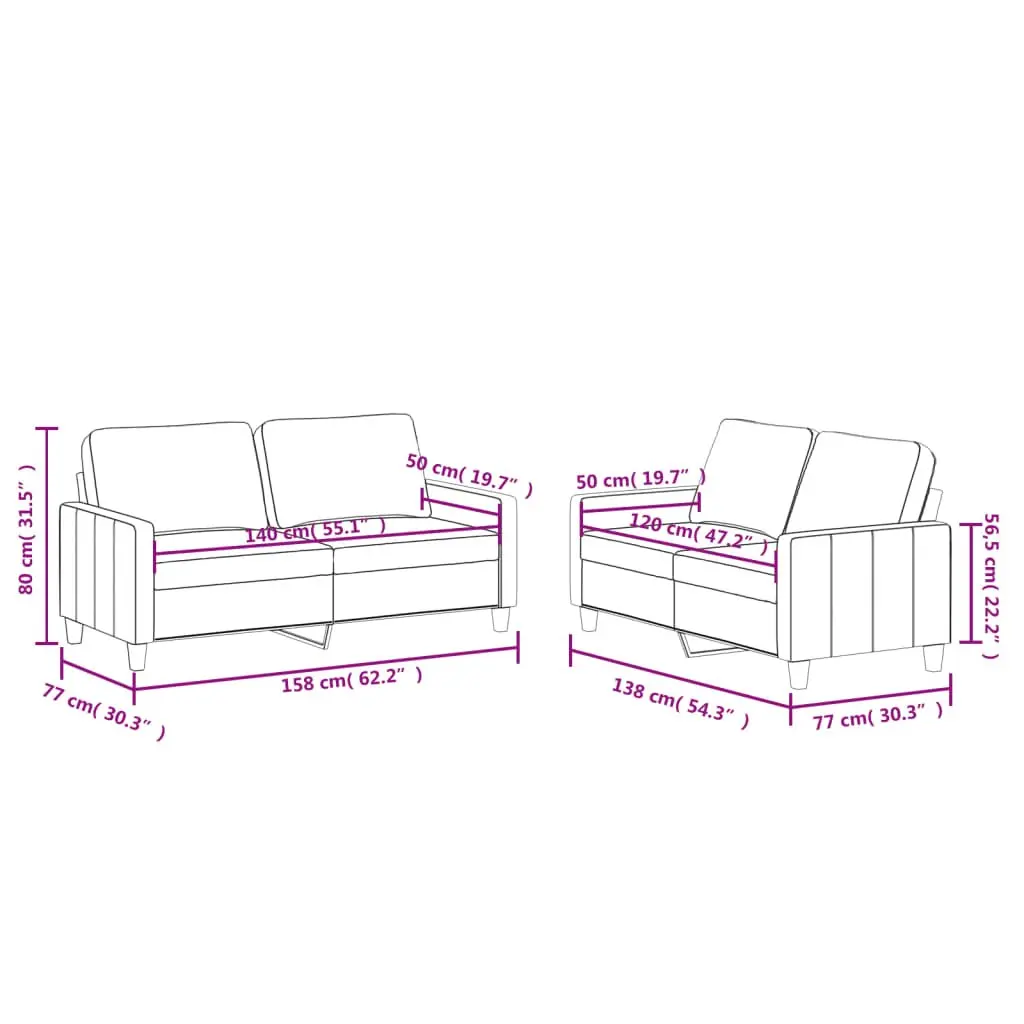 Cream Faux Leather 2 Piece Sofa Set