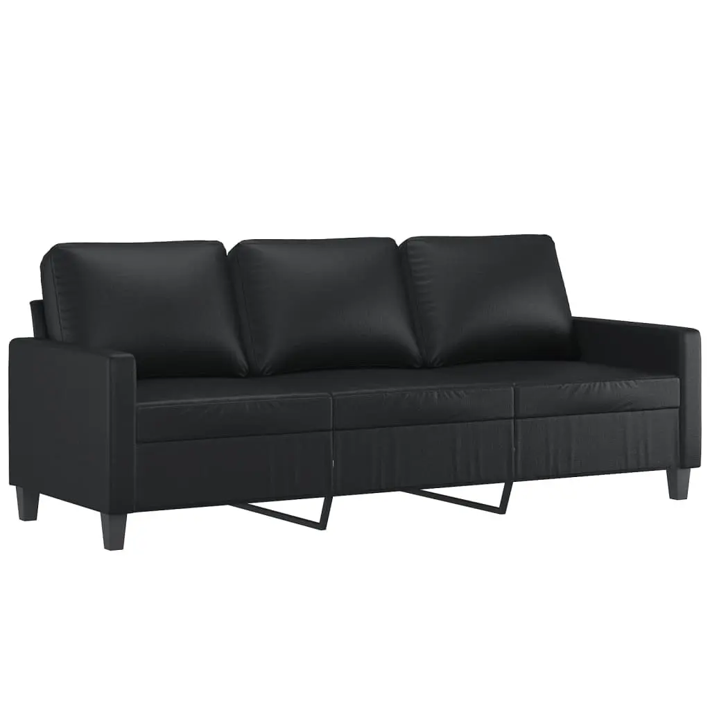 Sofa Set Faux Leather Black 2 Piece
