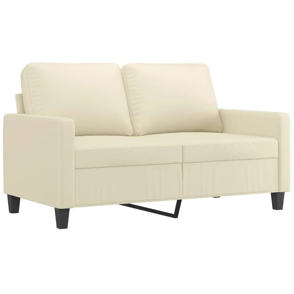 2 Piece Sofa Set with Cushions Cream Faux Leather Living Room Furniture