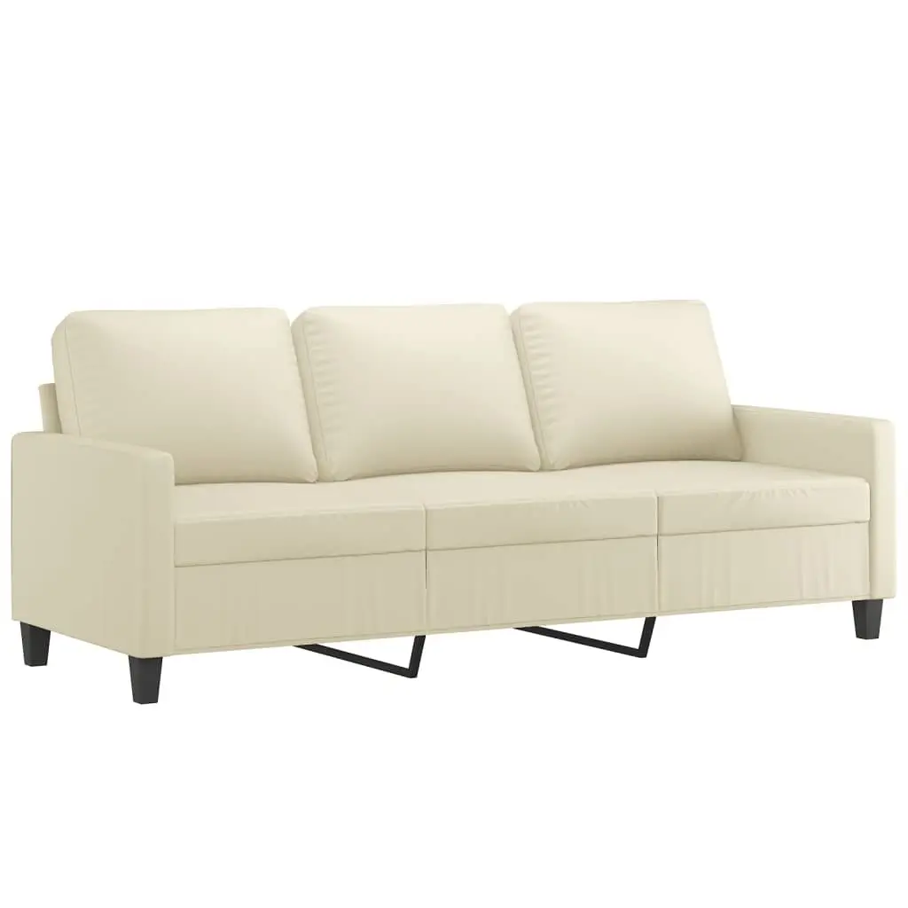 2 Piece Sofa Set with Cushions Cream Faux Leather Living Room Furniture