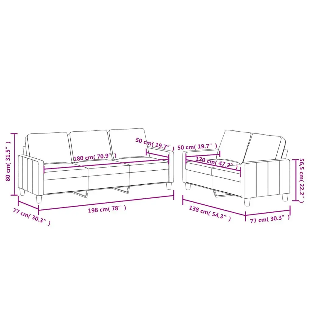 2 Piece Sofa Set with Cushions Cream Faux Leather Living Room Furniture