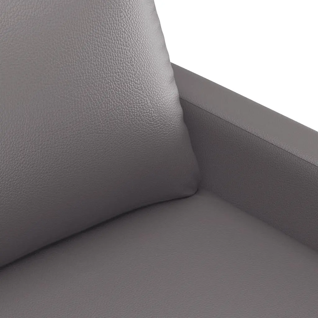 Sofa Set Faux Leather Grey 2 Piece