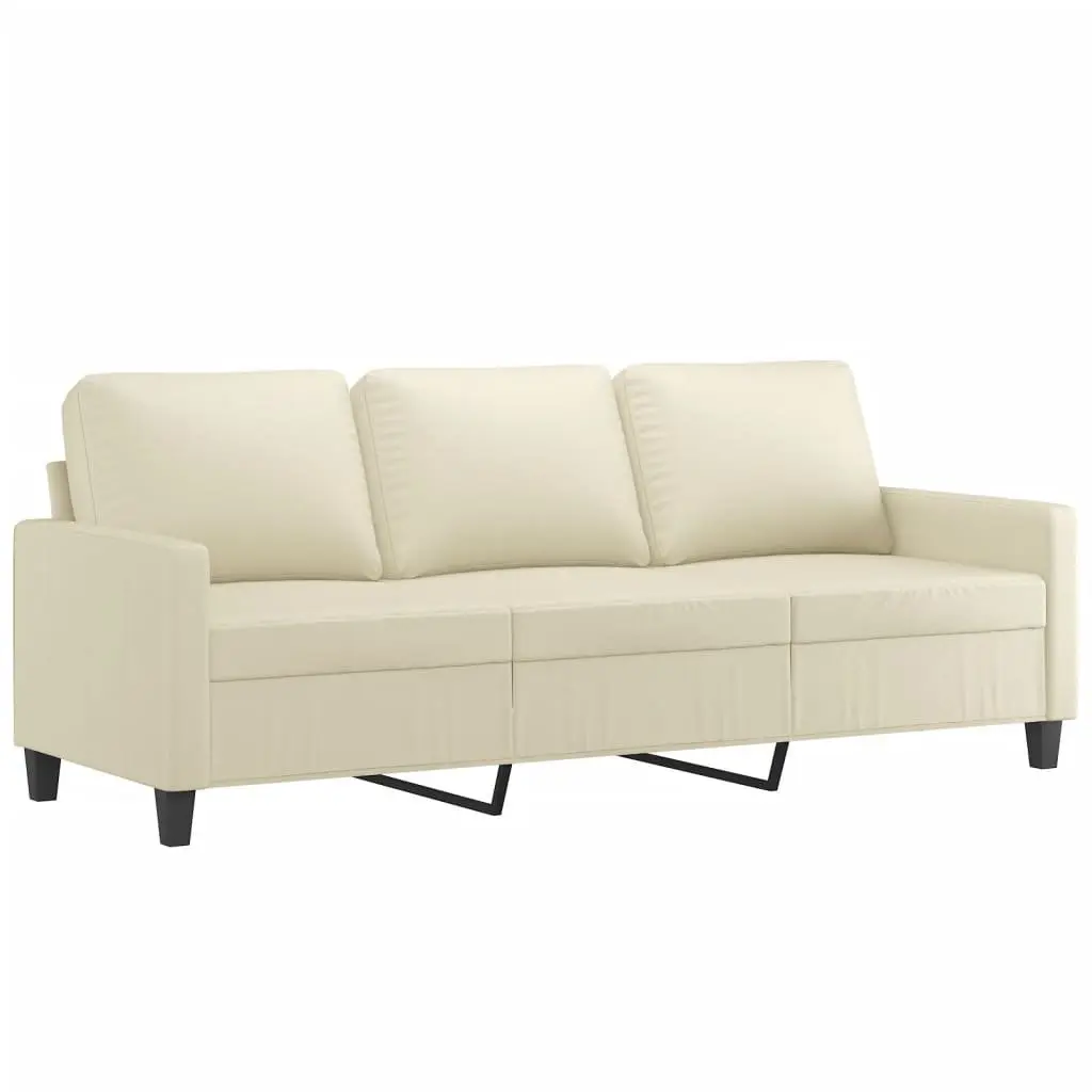 3 Piece Sofa Set Faux Leather Cream Living Room Furniture
