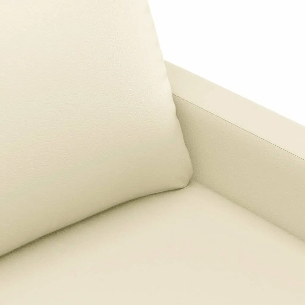 3 Piece Sofa Set Faux Leather Cream Living Room Furniture