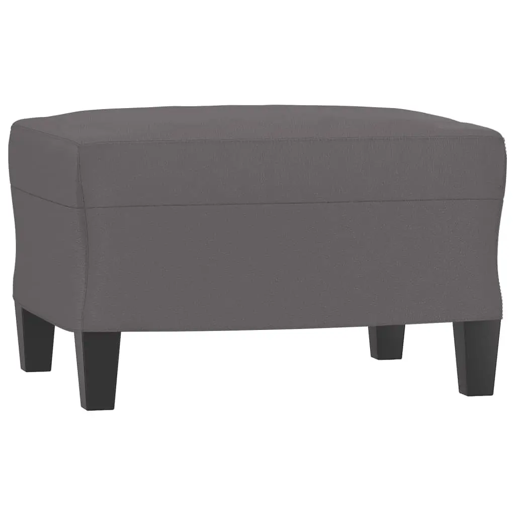 3 Piece Grey Faux Leather Sofa Set with Cushions