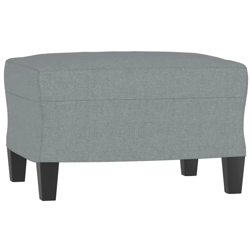 Grey Fabric Sofa Set with Cushions and Footstool