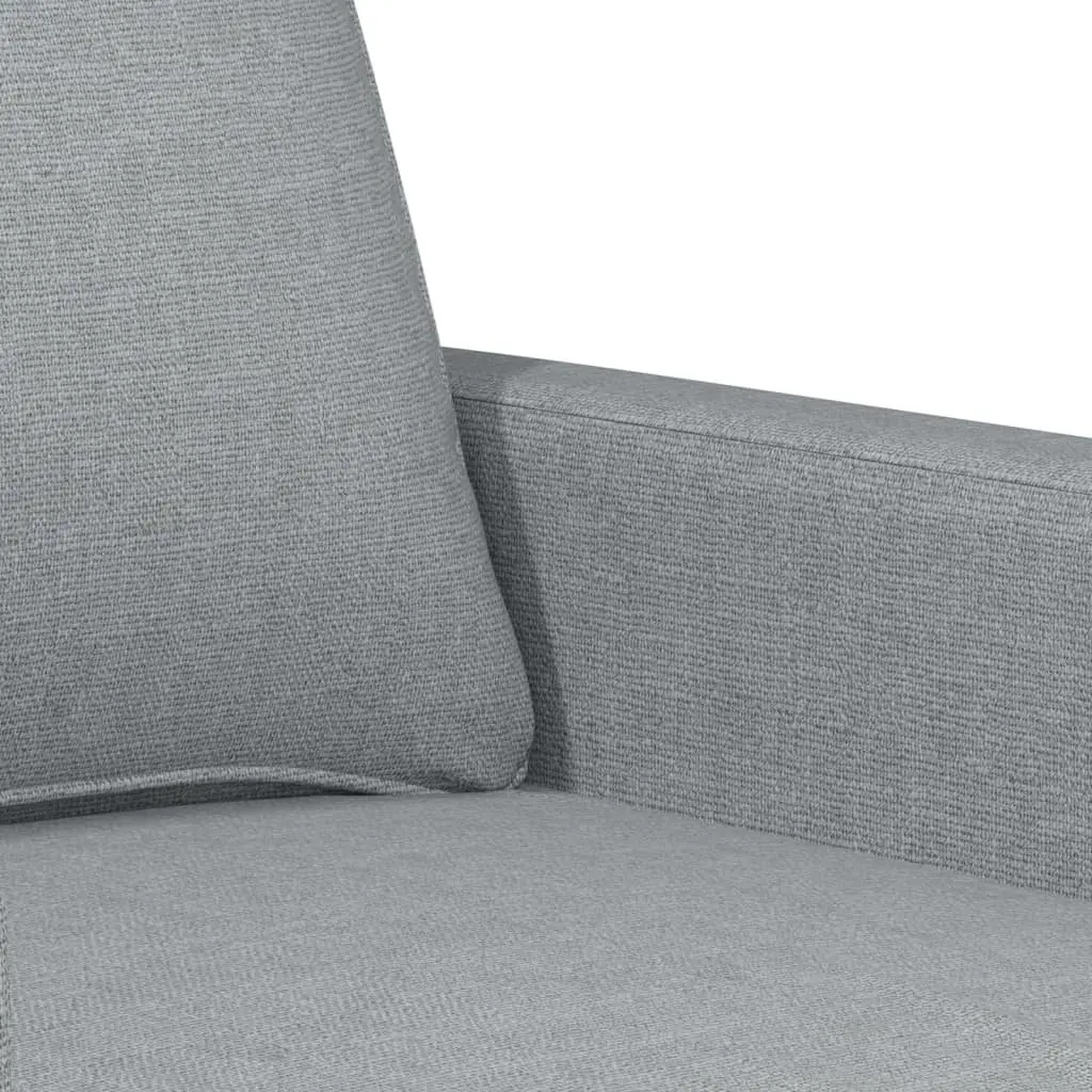 Grey Fabric Sofa Set with Cushions and Footstool