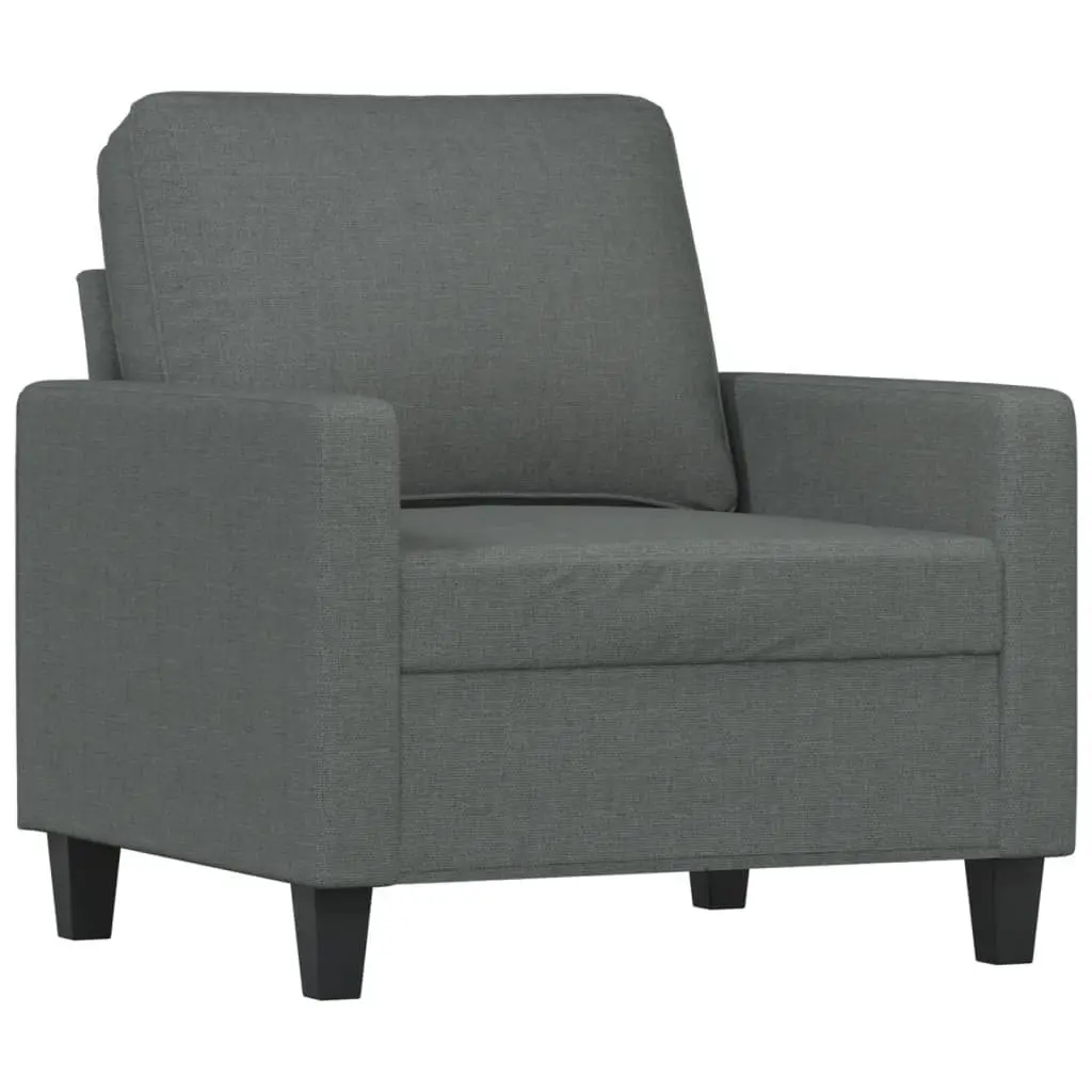 4 Piece Grey Fabric Sofa Set with Footstool