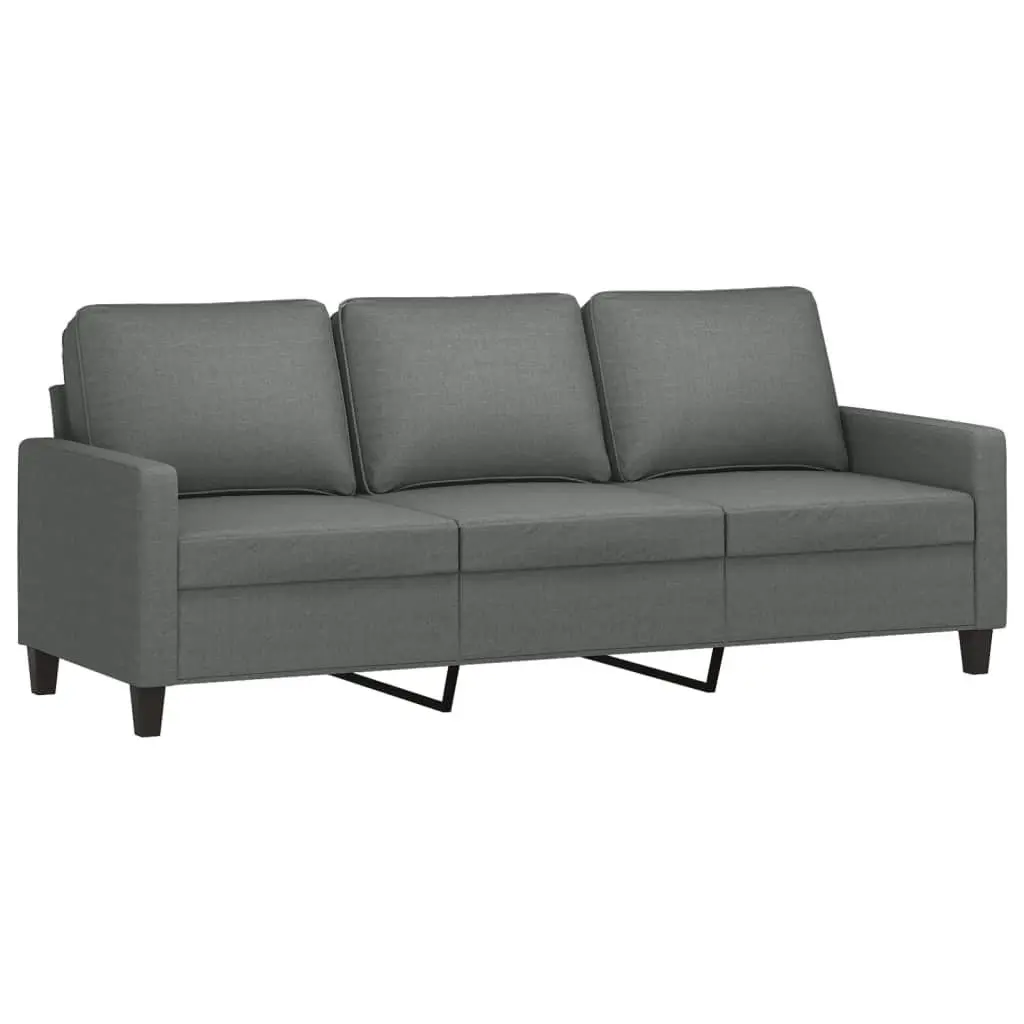 4 Piece Grey Fabric Sofa Set with Footstool