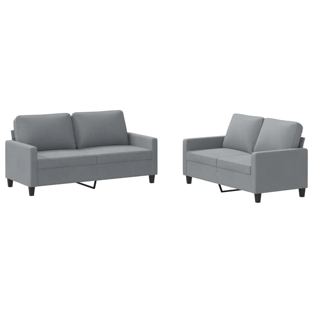 Grey Fabric 2 Piece Sofa Set with Cushions