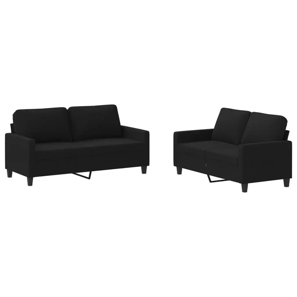 Black Fabric 2 Piece Sofa Set for Comfort