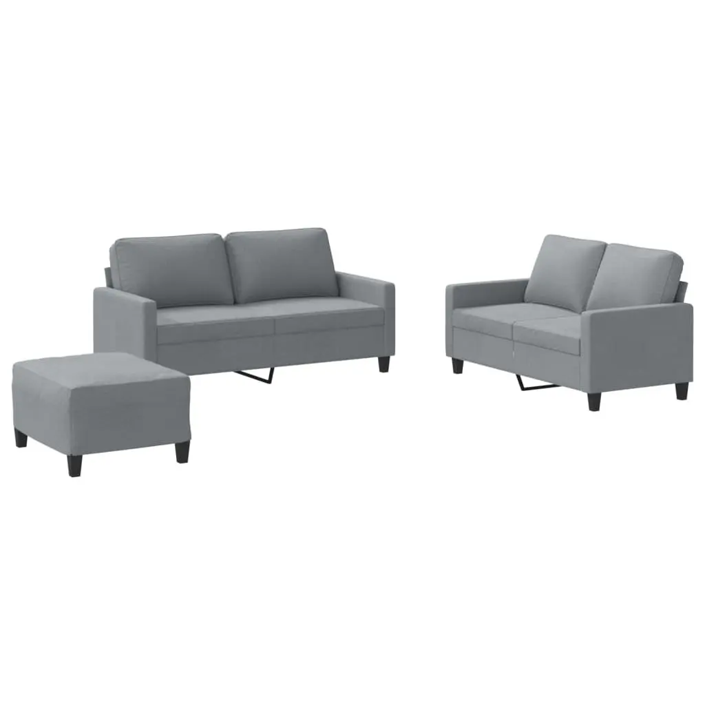3 Piece Sofa Set Fabric Light Grey