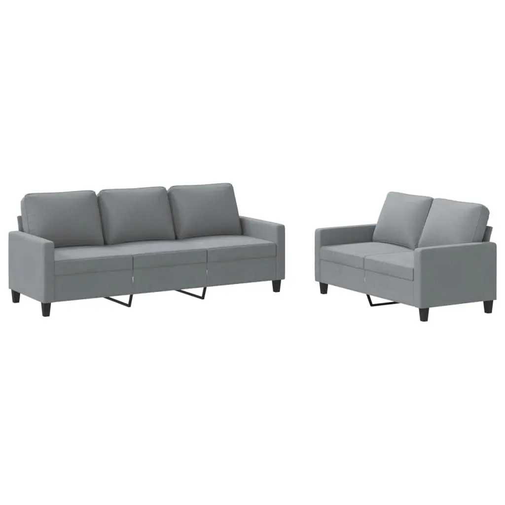 Grey Fabric Sofa Set 2 Piece Lounge Suite