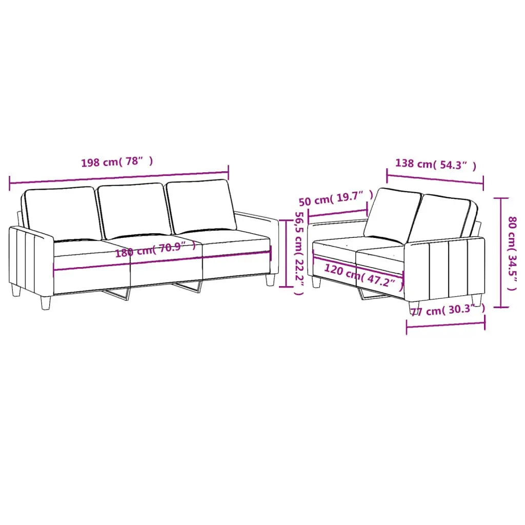 Grey Fabric Sofa Set 2 Piece Lounge Suite