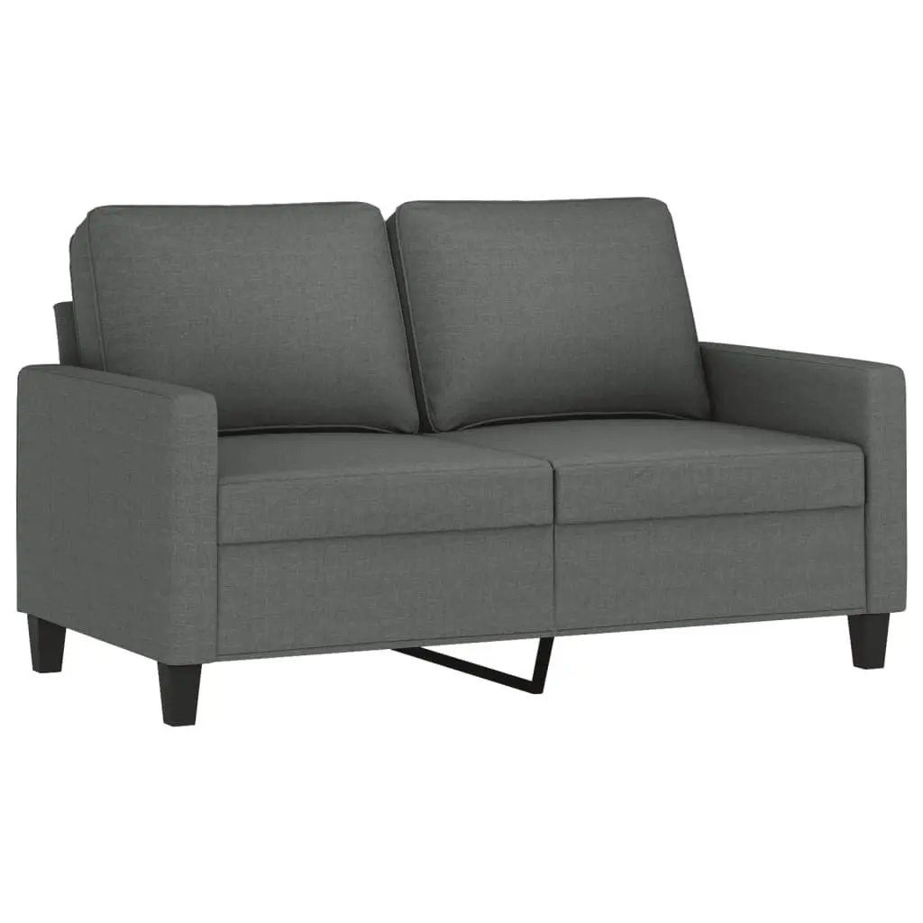 2 Piece Grey Fabric Sofa Set with Cushions for Living Room Seating