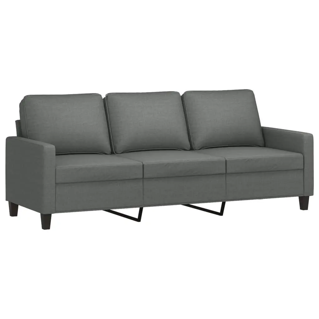 Sofa Set Fabric Grey 3 Piece Lounge Suite