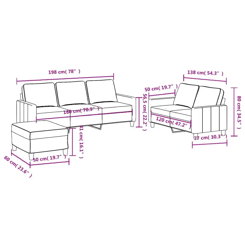 Sofa Set Fabric Grey 3 Piece Lounge Suite