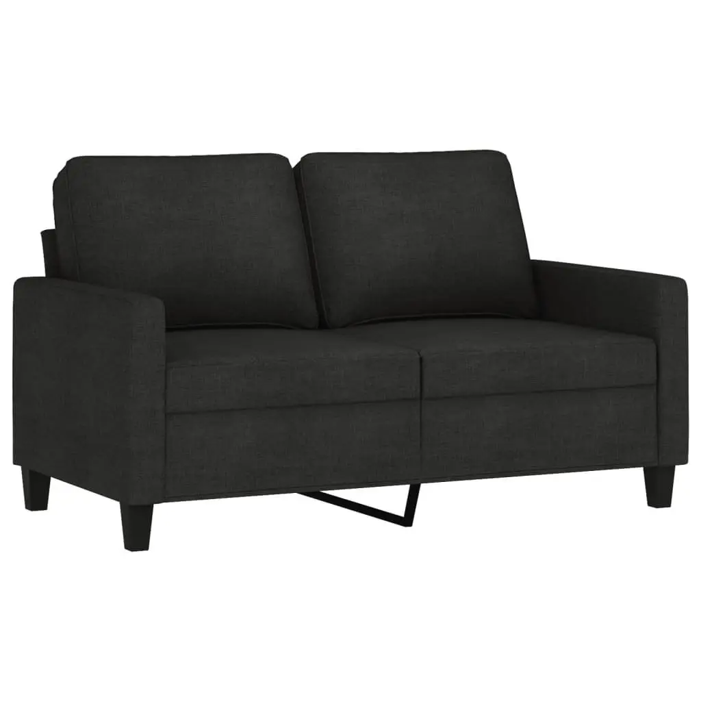 3 Piece Black Fabric Sofa Set with Cushions