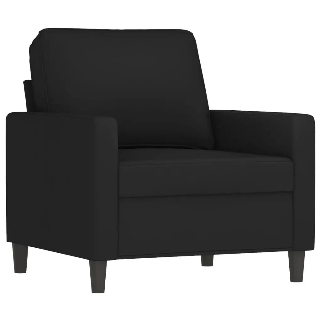 Black Velvet 4 Piece Sofa Set with Footstool