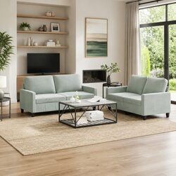 Luxurious Grey Velvet 2 Piece Sofa Set for Comfort