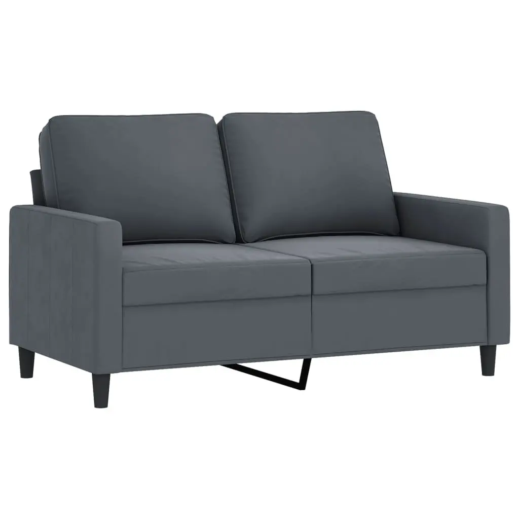 Grey Velvet 2 Piece Sofa Set with Padded Seats