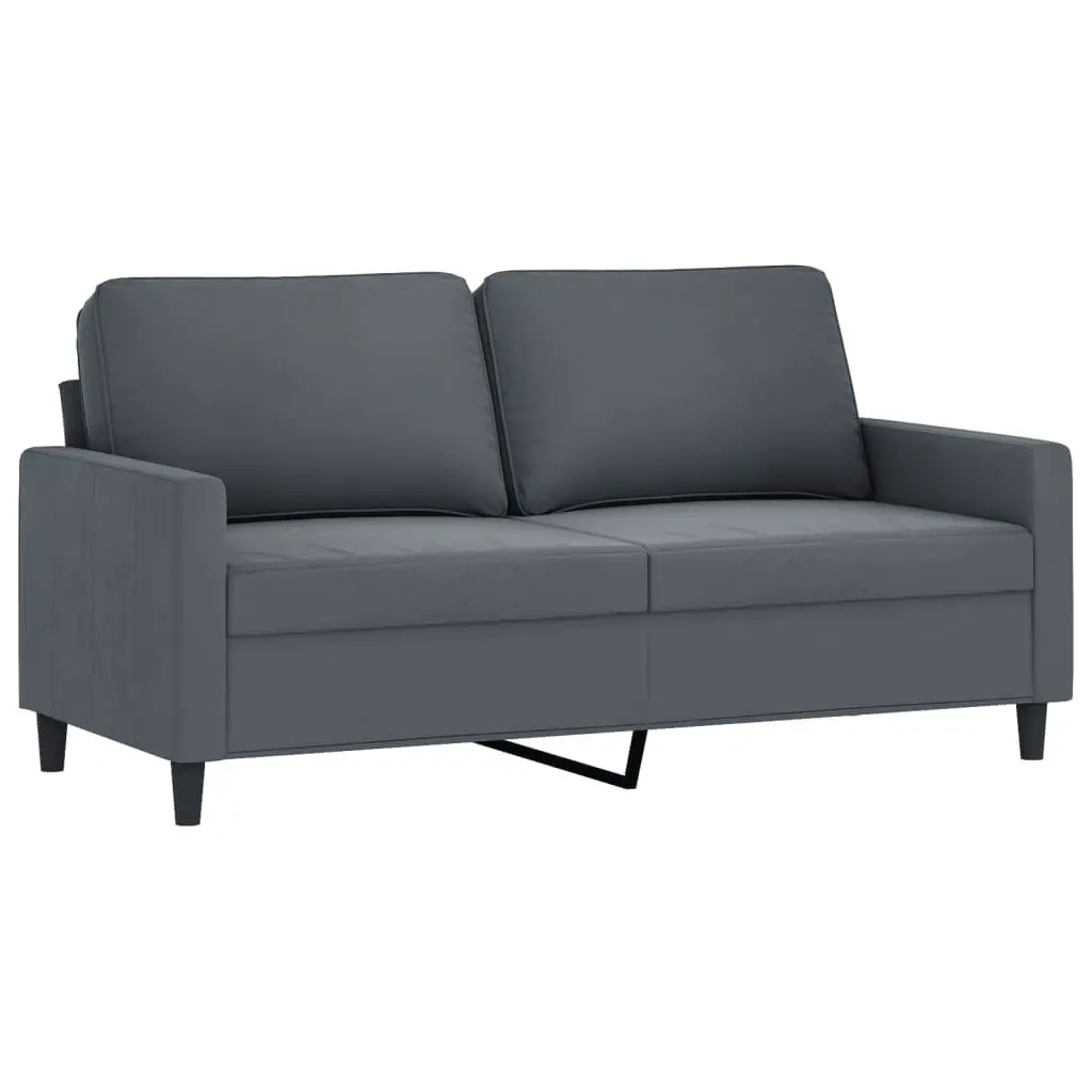 Grey Velvet 2 Piece Sofa Set with Padded Seats