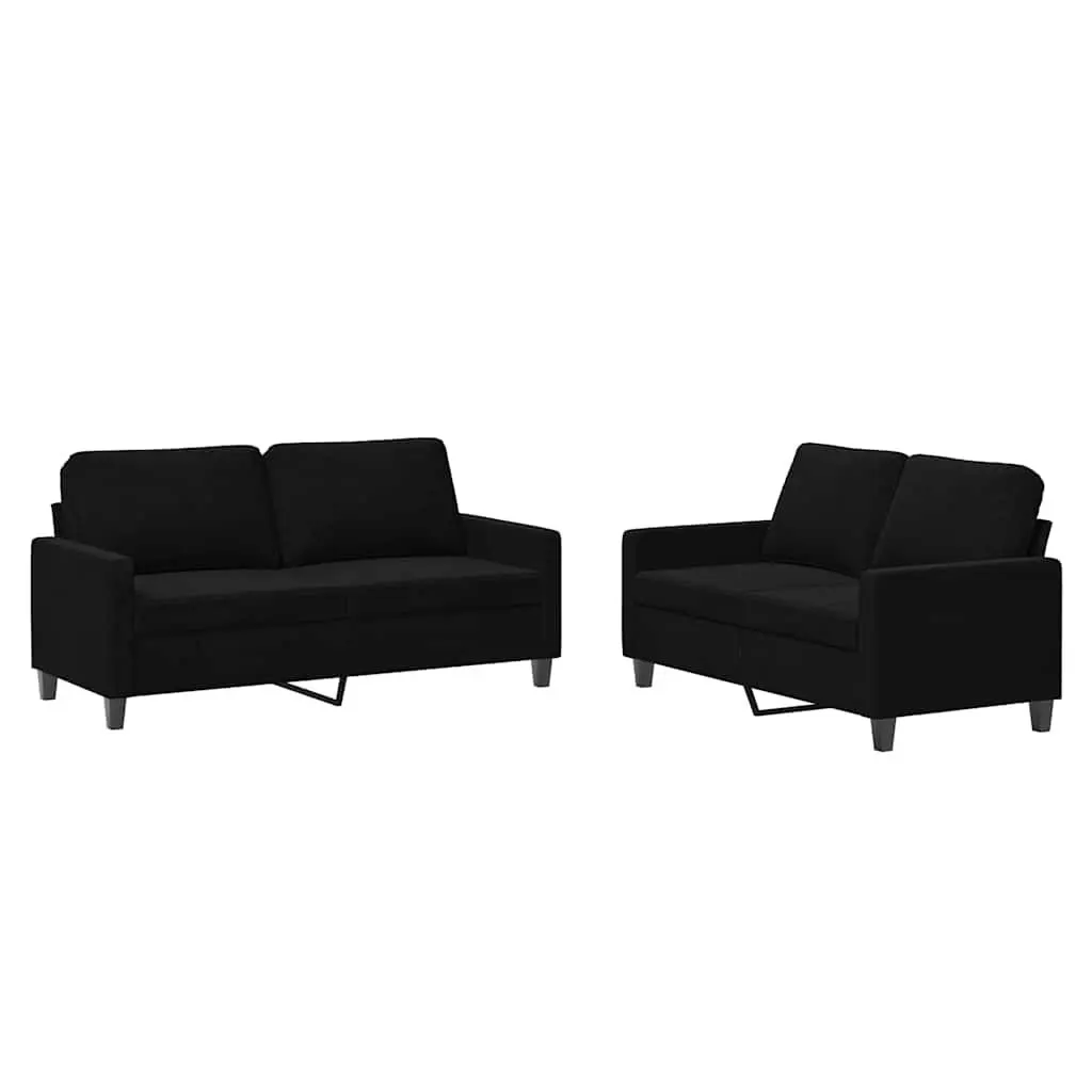 Sofa Set Velvet 2 Piece Black