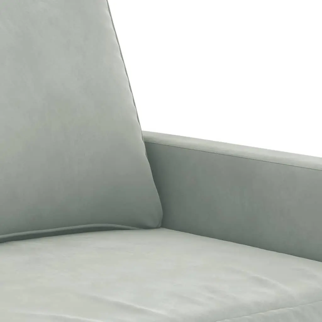 Grey Velvet 3 Piece Sofa Set with Footstool