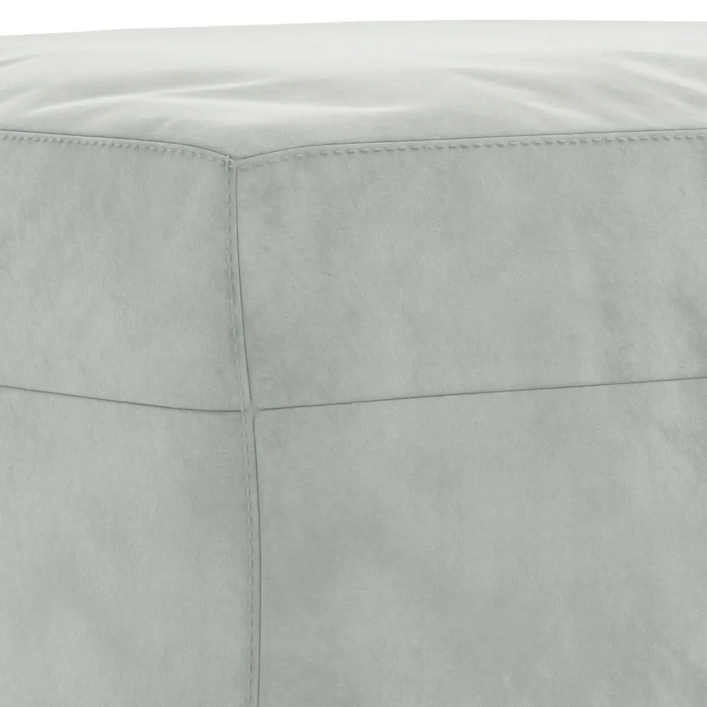 Grey Velvet 3 Piece Sofa Set with Footstool