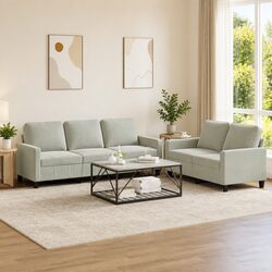Sturdy Grey Velvet 2 Piece Sofa Set for Your Living Room