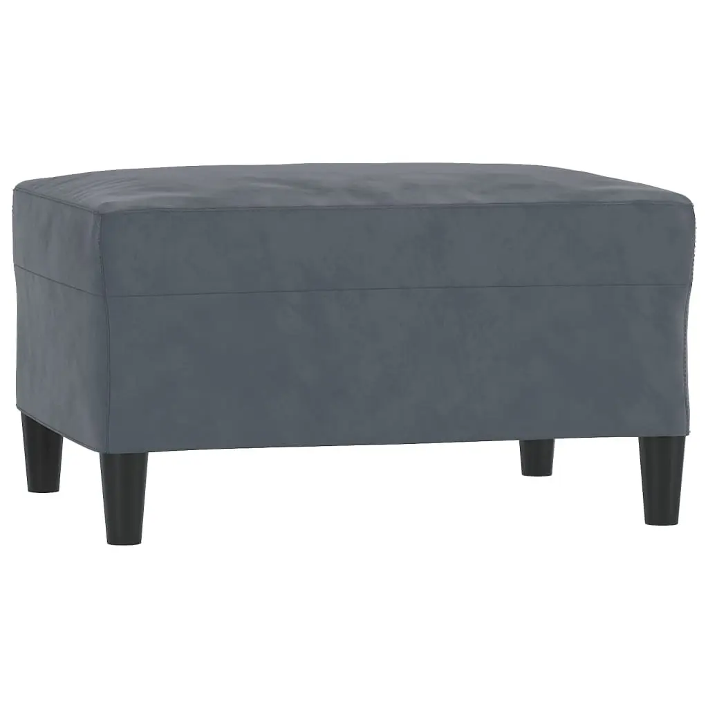 Grey Velvet 3 Piece Sofa Set with Footstool for Comfort