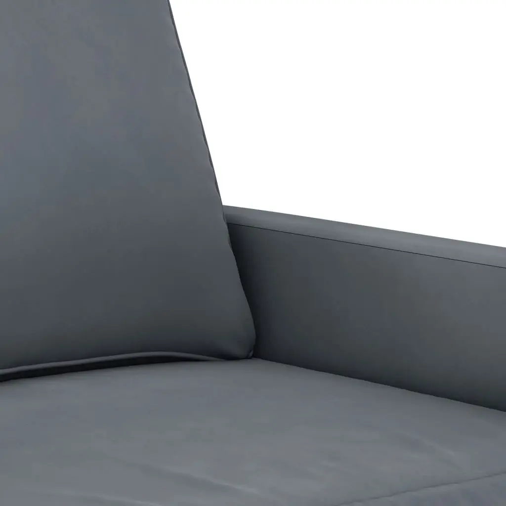 Grey Velvet 3 Piece Sofa Set with Footstool for Comfort