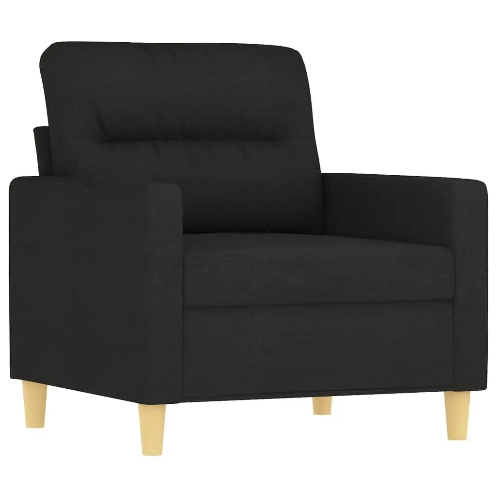 3 Piece Black Fabric Sofa Set for Comfort