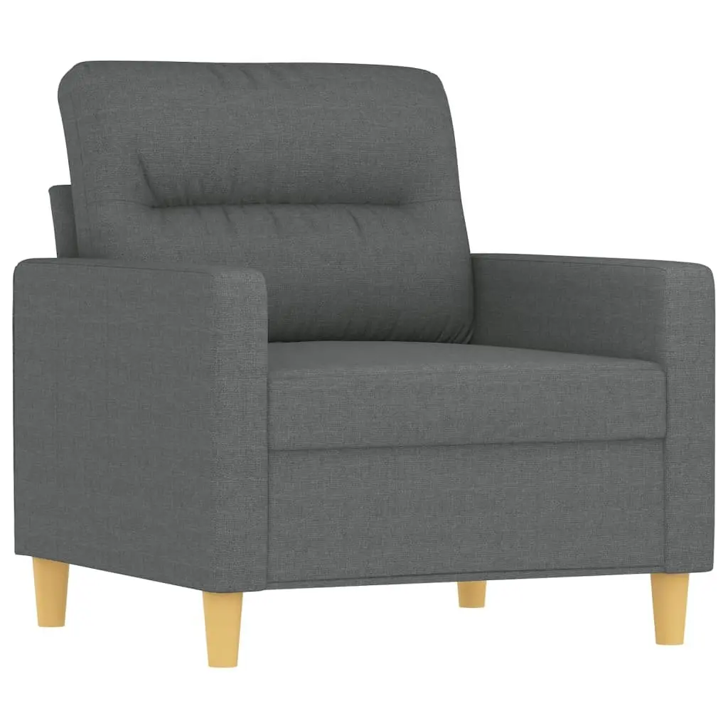 4 Piece Grey Fabric Sofa Set with Footstool