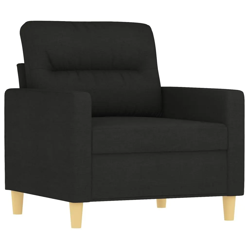 4 Piece Black Fabric Sofa Set with Cushions