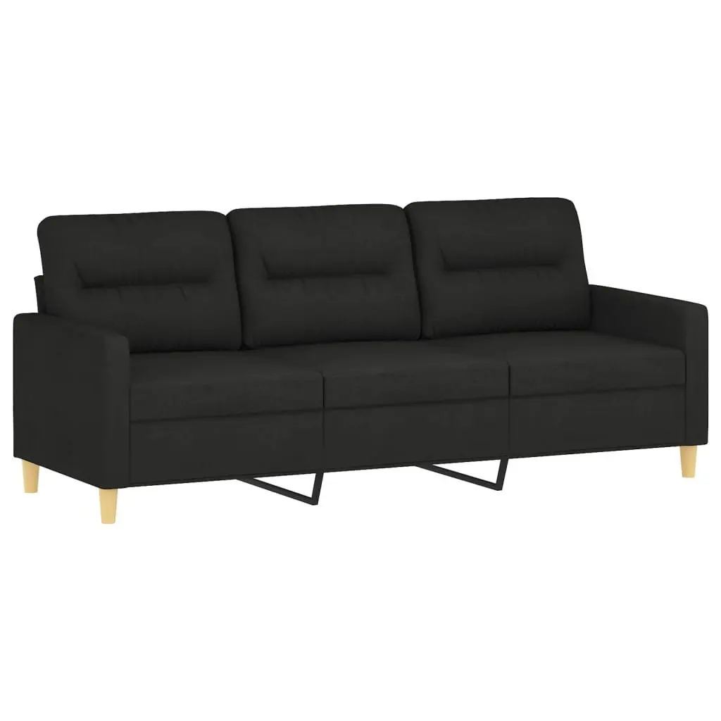 4 Piece Black Fabric Sofa Set with Cushions