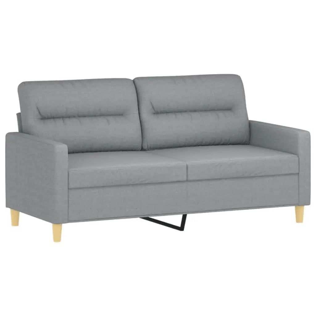 2 Piece Grey Fabric Sofa Set with Cushions