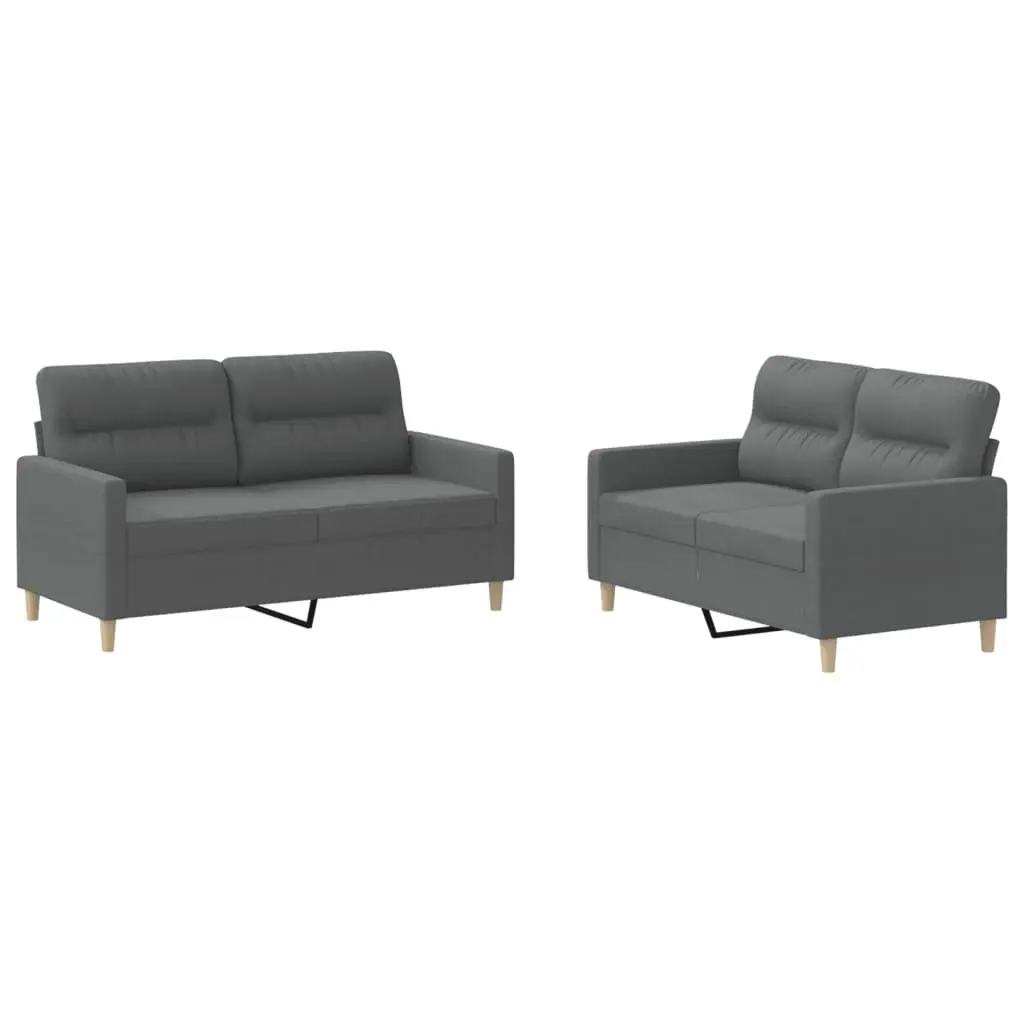 2 Piece Sofa Set with Grey Fabric Cushions